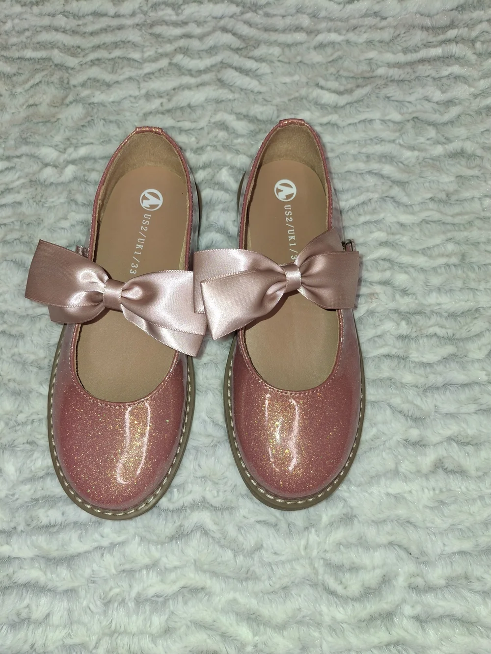 Girls Sparkle Pink Bow Mary Jane Kids Shoes